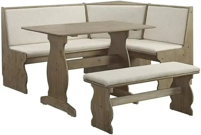 XMSJ Patio Conversation Dining Nook Set 3 Piece Furniture