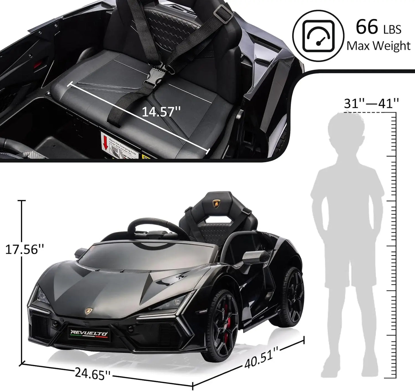 HiMISS Ride On Car Toy For Kids 3 To 8 With Bluetooth Music Remote Headlight