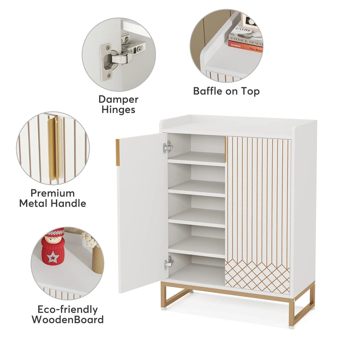 Tribesigns 5-Tier Shoe Cabinet With Doors