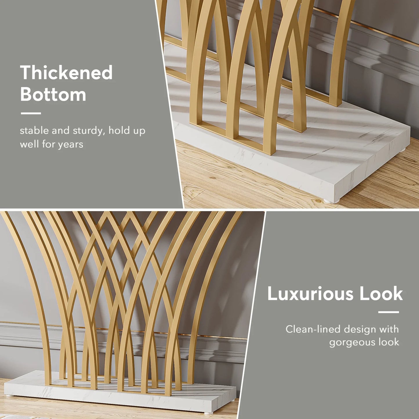 Tribesigns Modern Gold Console Table With Grid Base For Entryway
