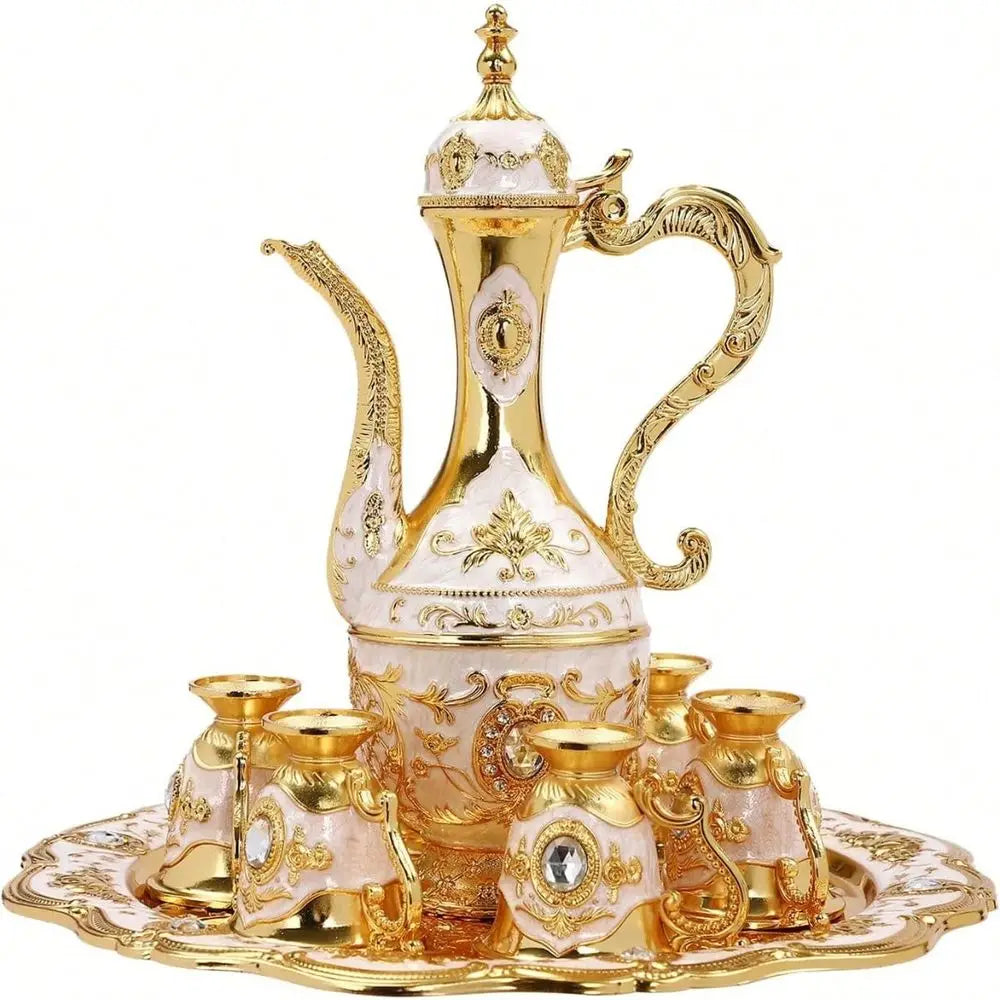 XMSJ Antique Teapot Coffee Set With Six Teacups Tray