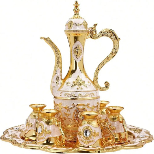 XMSJ Antique Teapot Coffee Set With Six Teacups Tray
