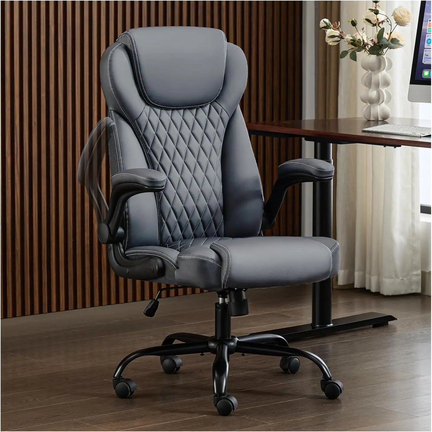 Huanzhuang Leather Ergonomic Office Chair Desk Chair