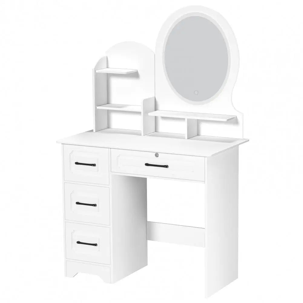 Modern Makeup Vanity Table With Mirror And Lights And Storage