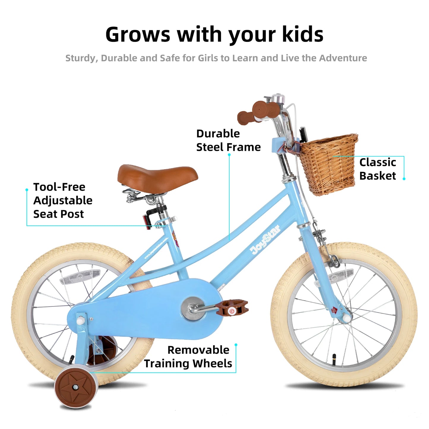 Joystar Kids Bike With Front Basket And Training Wheels