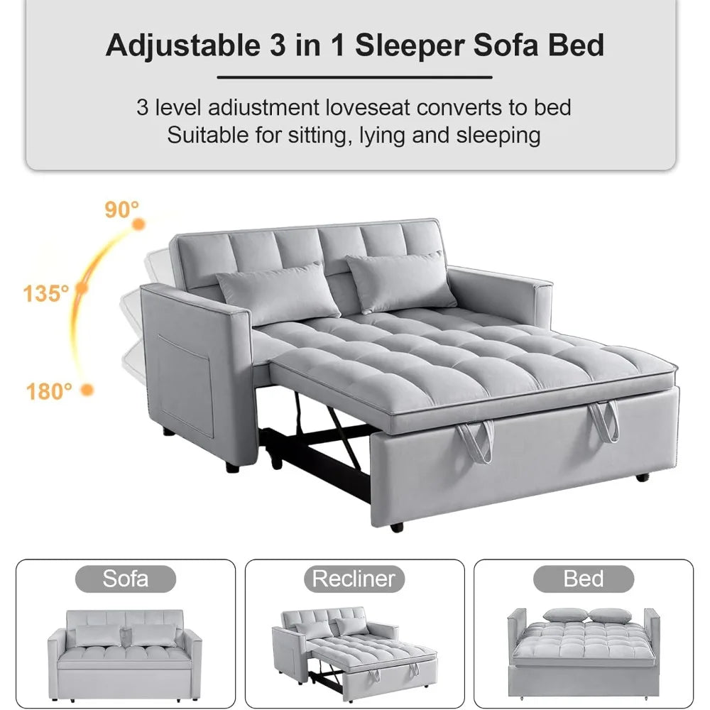 Combination Pullout Sleeper Sofa With Adjustable Backrest