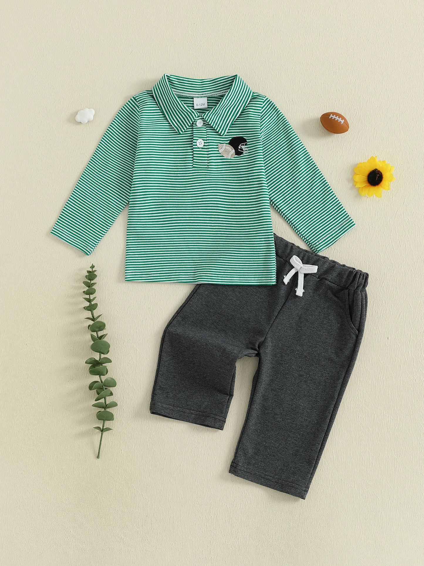 Baby Boy Autumn 2 Piece Knit Top And Elastic Pants