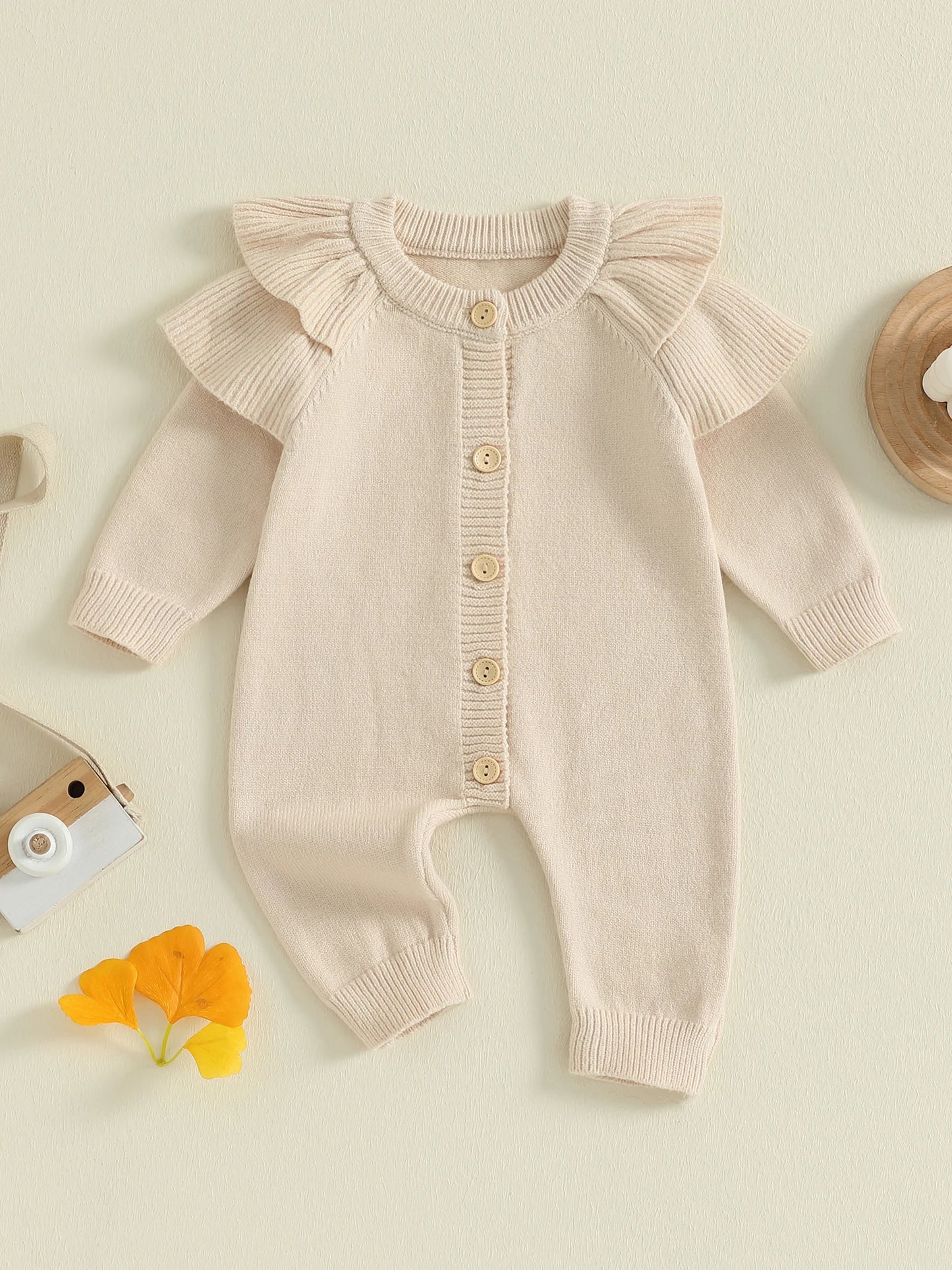 Toddler Winter Romper With Ruffle Detail And Cozy Knit