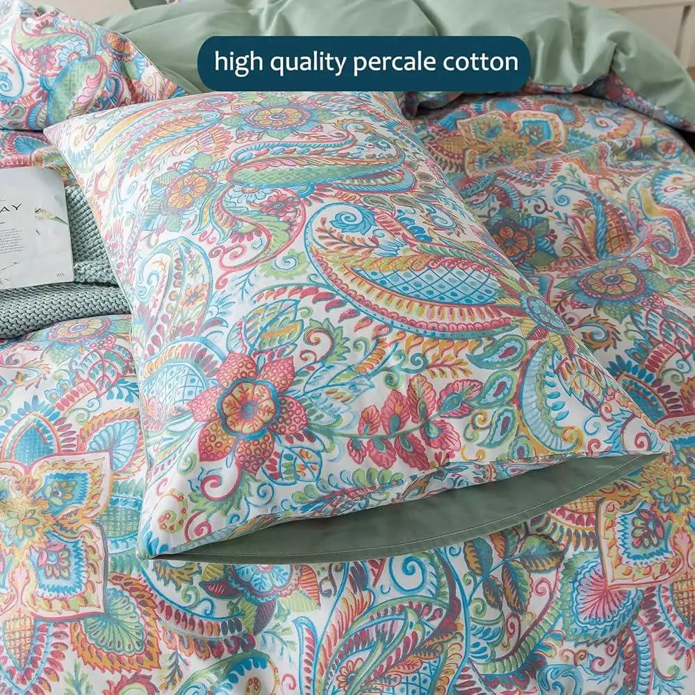 DUTRIEUXCN Cotton Paisley Duvet Cover Set Bedding Soft