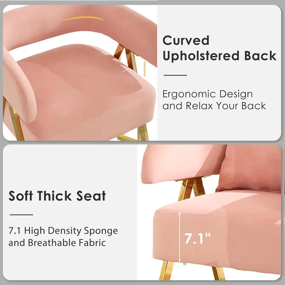 ZHUXIANG Velvet Barrel Accent Chairs Set Two Modern Living Room Armchairs Comfort