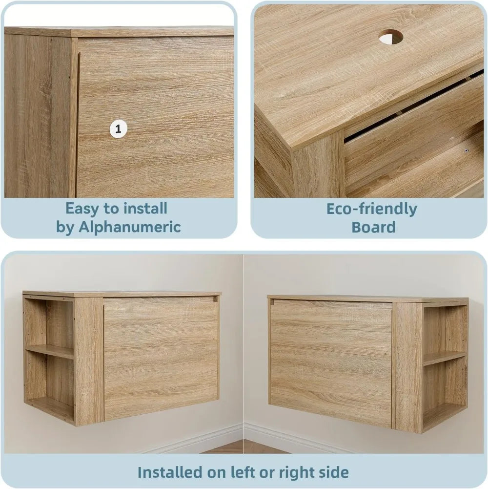 Capacity 30 Inch Wall Mounted Vanity Gold Boat Vessel Sink