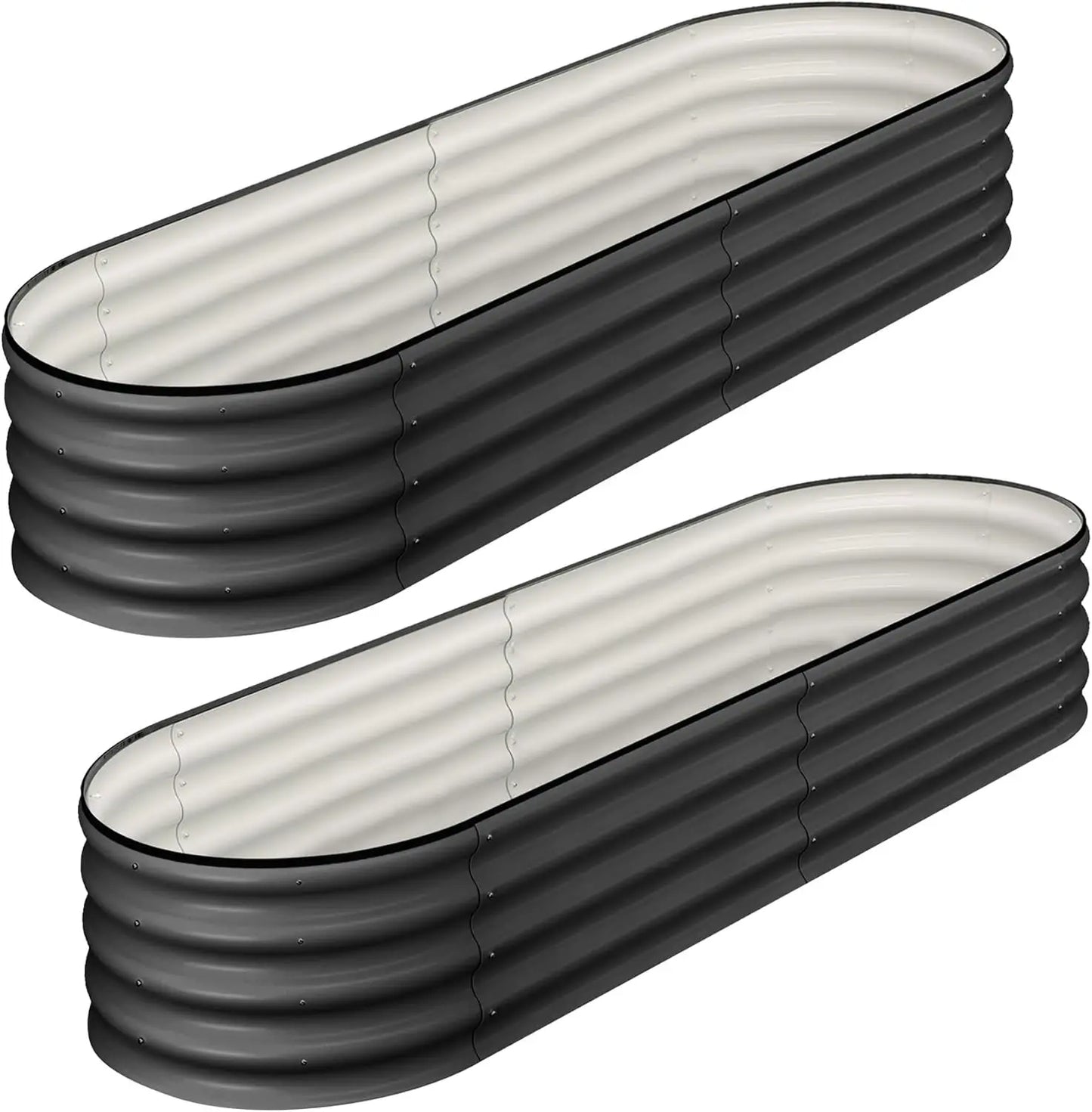 HiMISS Oval Galvanized Raised Garden Bed Set Outdoor Gardens