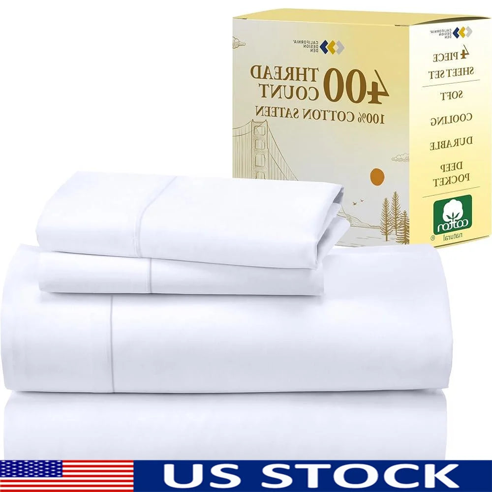 DUTRIEUXCN 100 Cotton Bedding Set 400 Thread Count Pocket