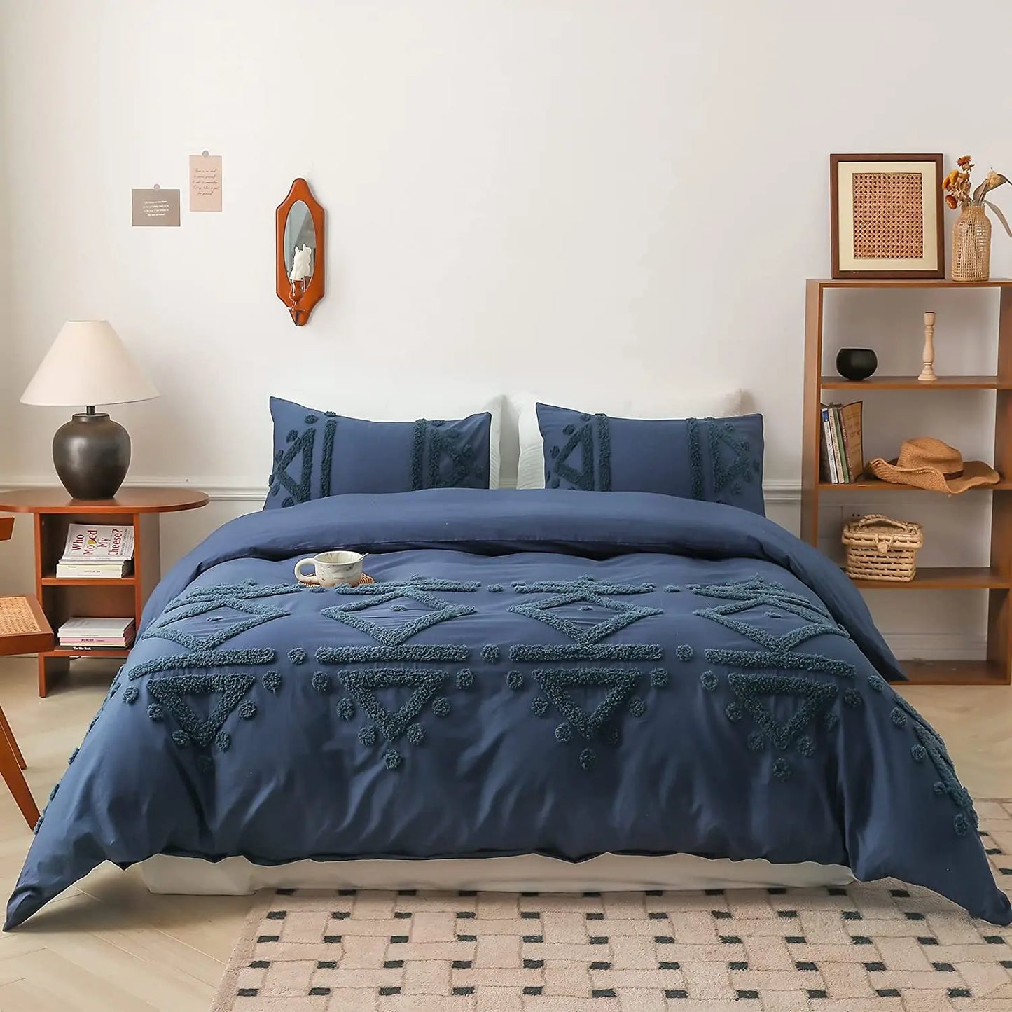 Simple Opulence Cotton Bedding Set Duvet Cover Shams 3 Piece