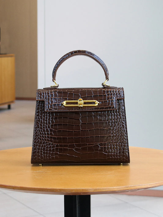 NONECN Crocodile Pattern Fashion Handbag Light Luxury Work Bag