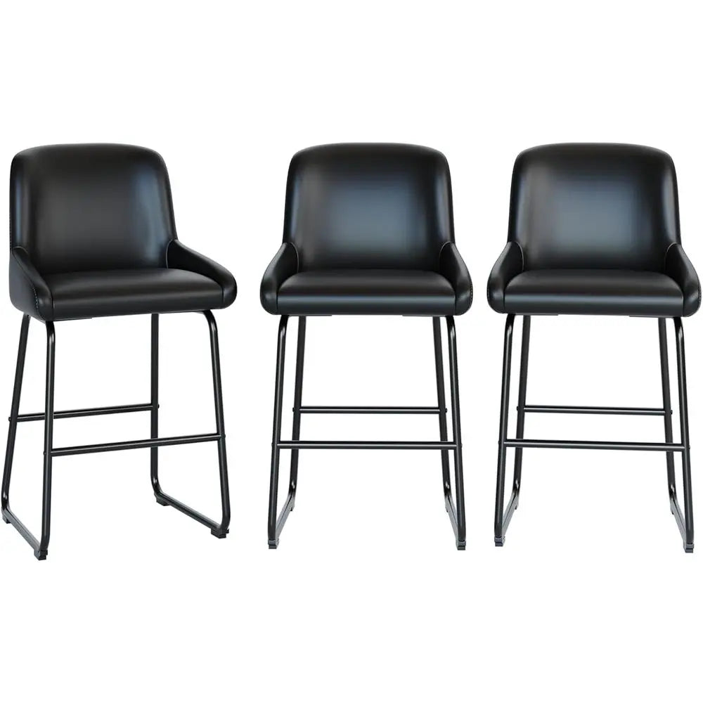 Three Piece Counter Height Bar Stools With PU Leather Backrest