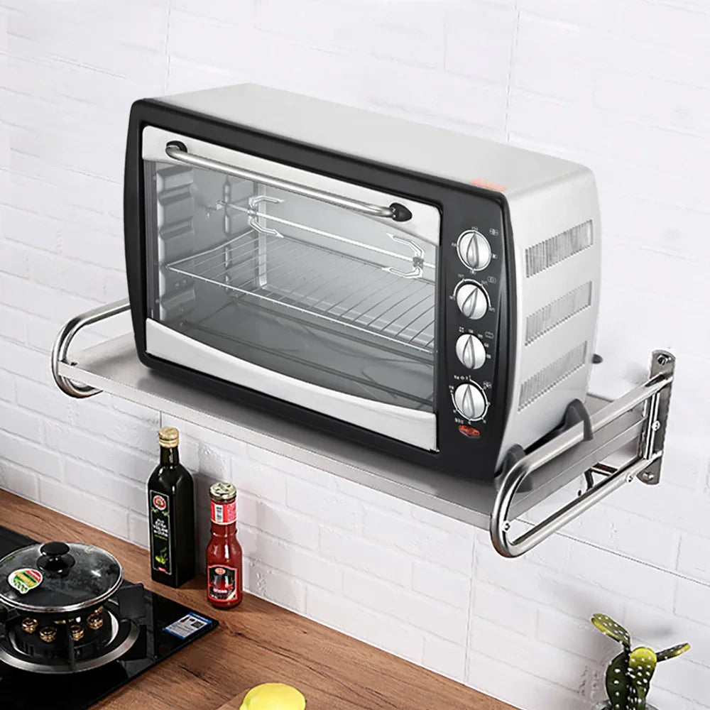 Stainless Steel Microwave Oven Rack Wall Mount Shelf
