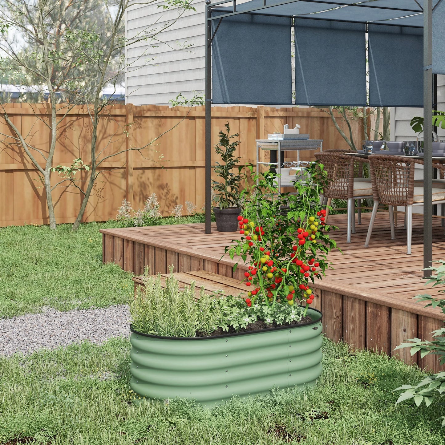 Outsunny Galvanized Raised Garden Bed Kit For Outdoor Use