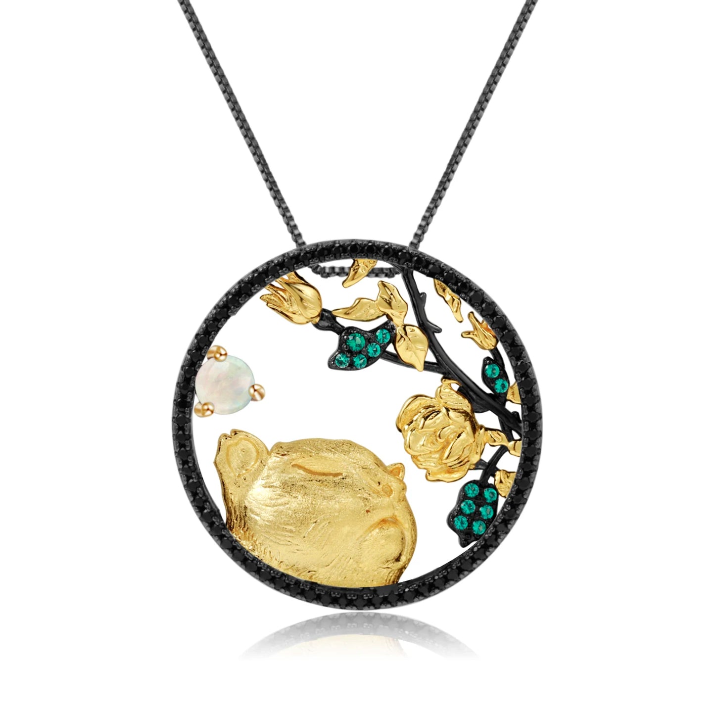 Gem's Ballet 925 Sterling Silver Dragon Pendant Necklace Topaz