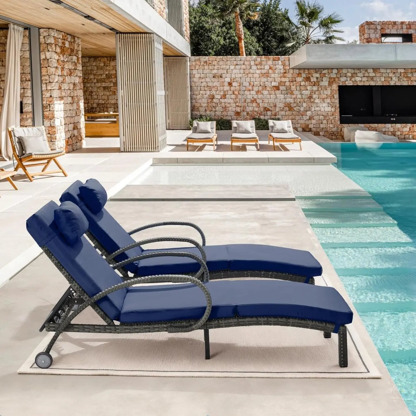 ZHENDAI Outdoor Pool Lounge Chairs With Adjustable Back
