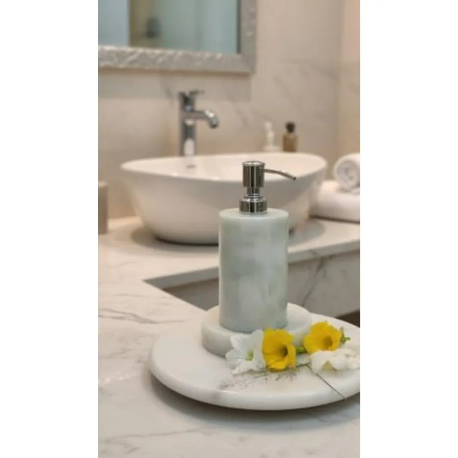 Elegant Marble Ceramic Bathroom Accessory Set With Dispenser