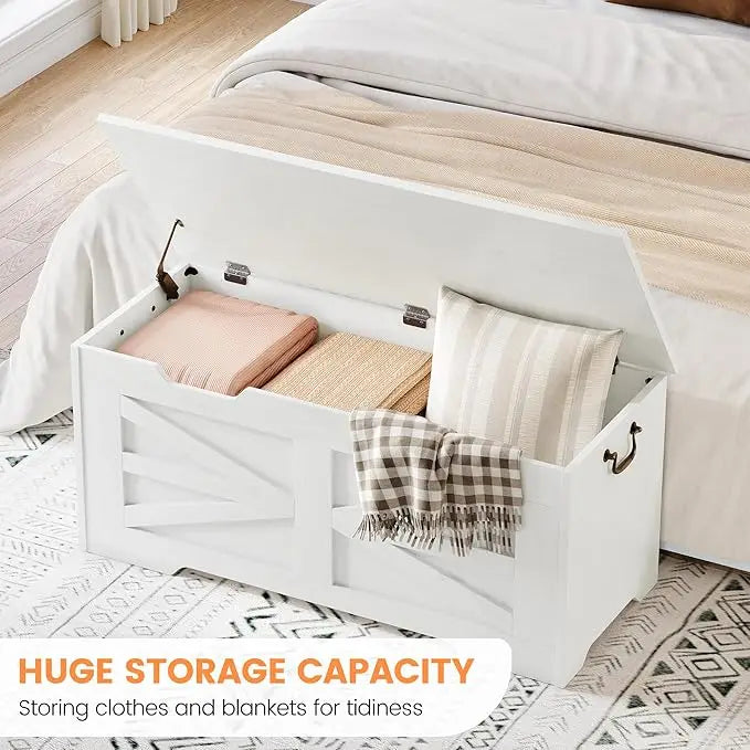 HiMISS Storage Chest Toy Box With Safety Hinge For Kids