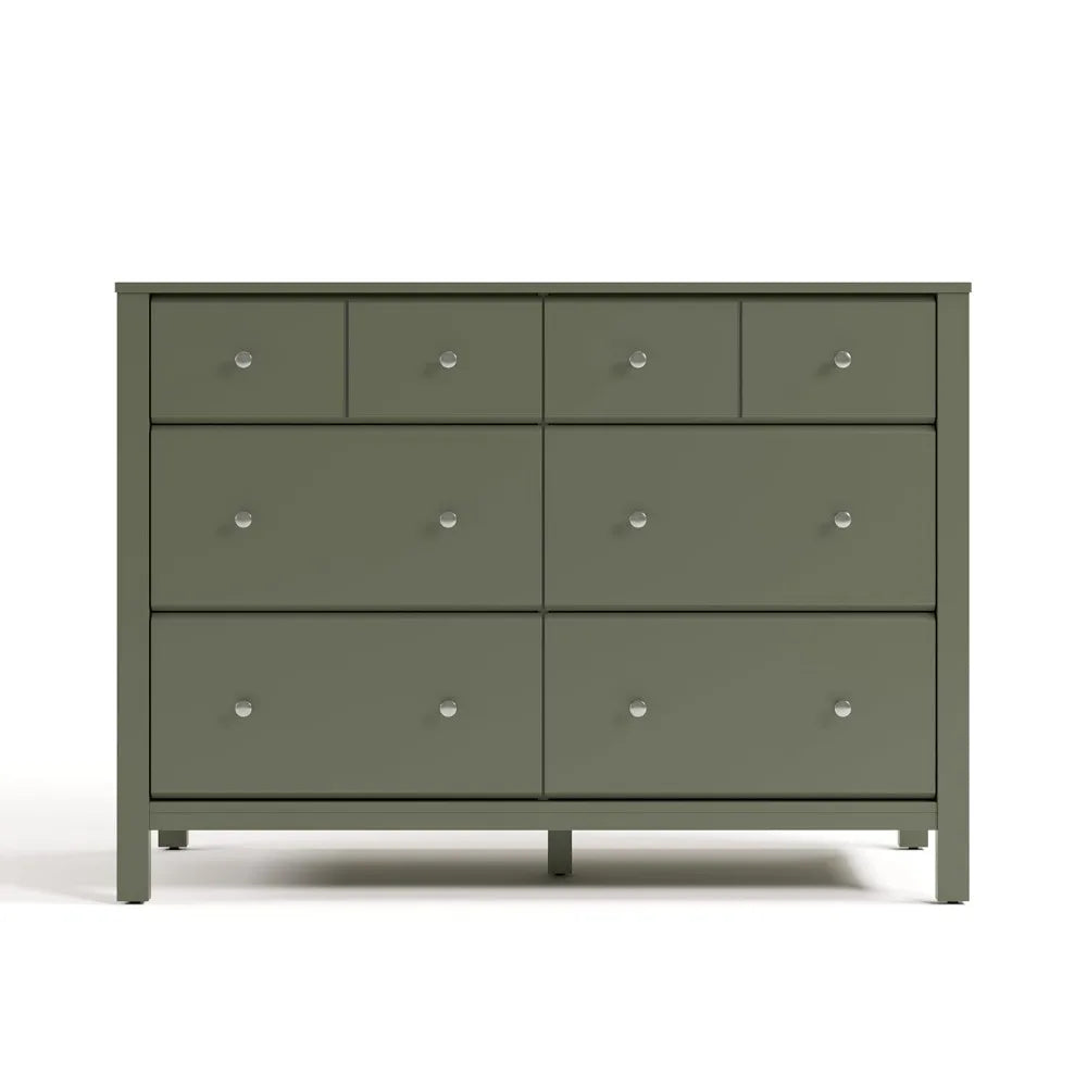 Six Drawer Dresser With Interlocking Design For Modern Storage