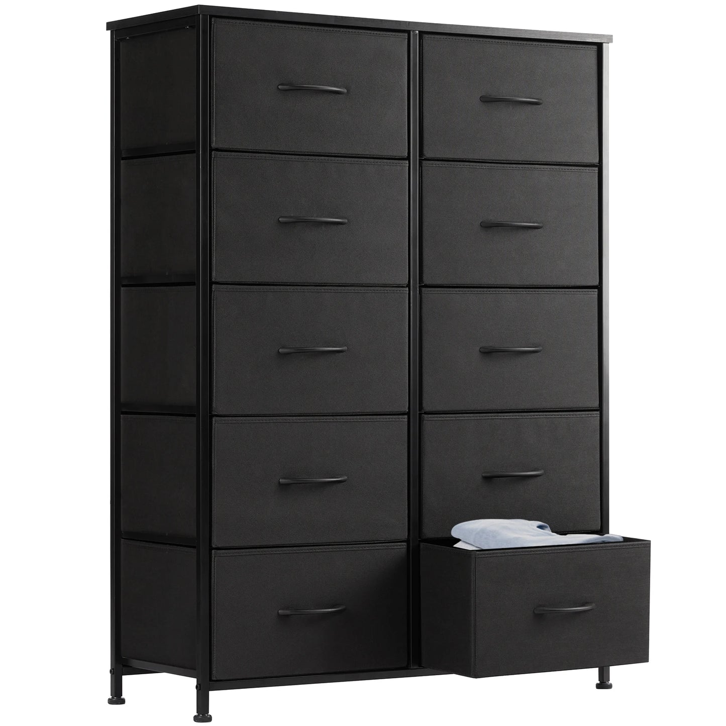 JHK Bedside Table With 10 Fabric Drawers Steel Frame Storage