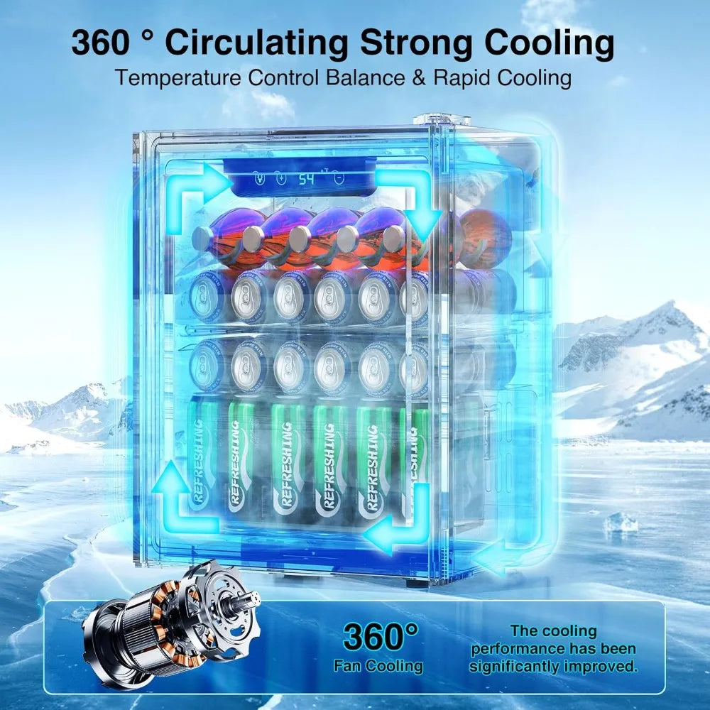 Mini Beverage Fridge With Glass Door And Digital Temperature Control