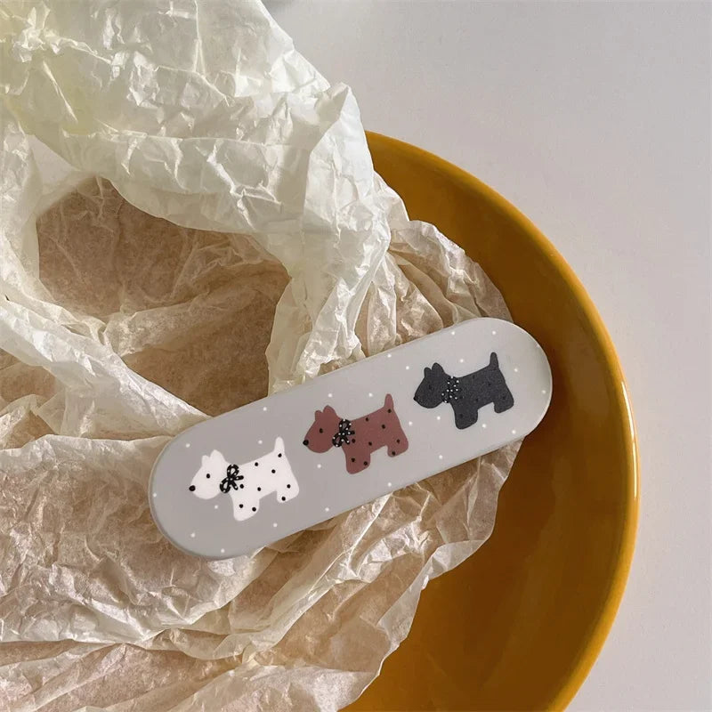 Design Polka Dot Puppy Stand Case For iPhone Pro Series