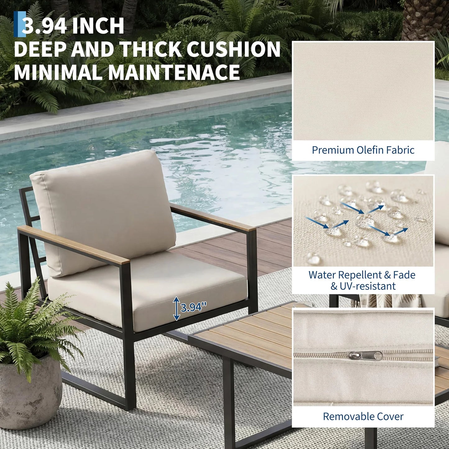 HobbyLane Modern Outdoor Patio Furniture Set Conversation Sofa Coffee Table