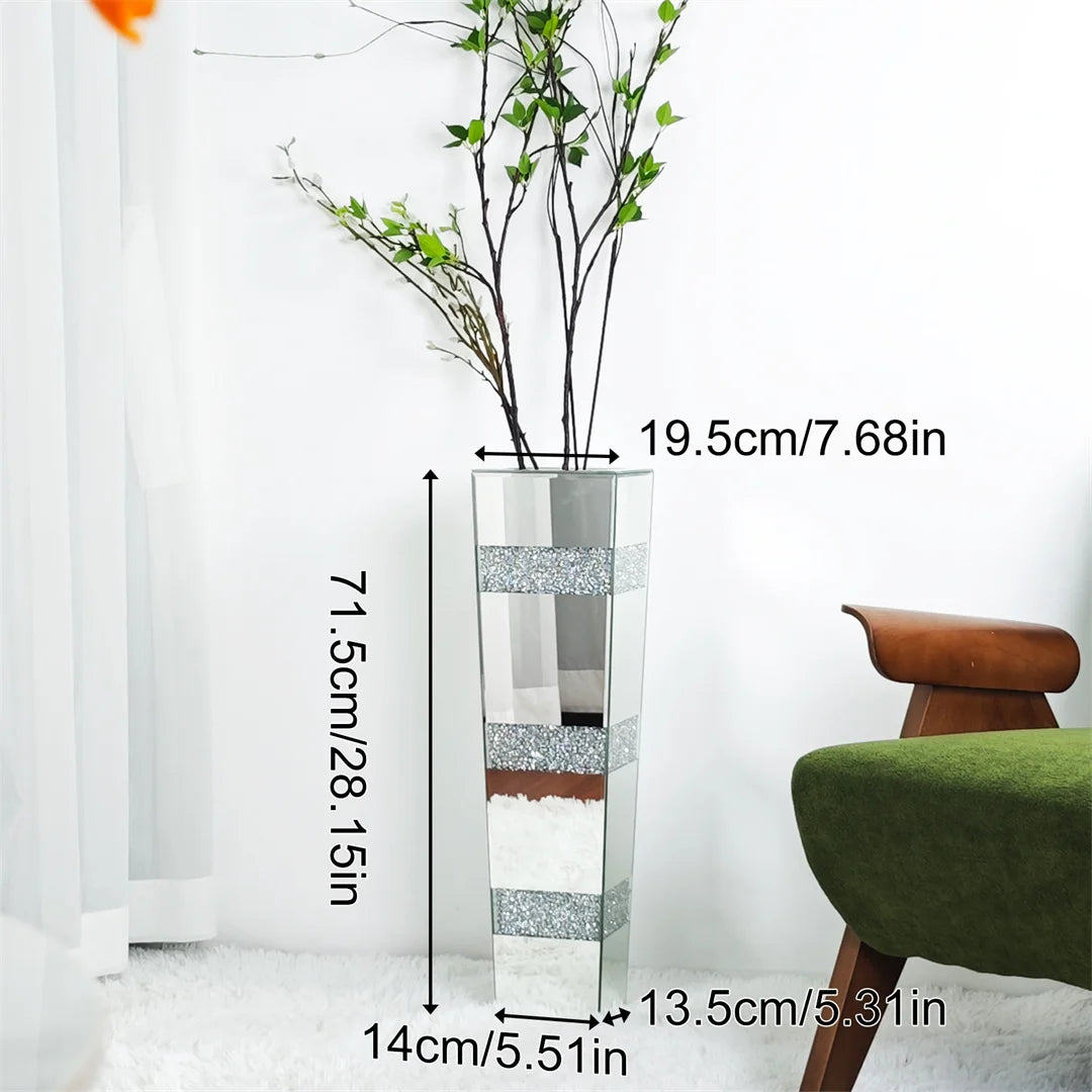 Modern Floor Vase With Crystal Mirror Finish For Floral Arrangements