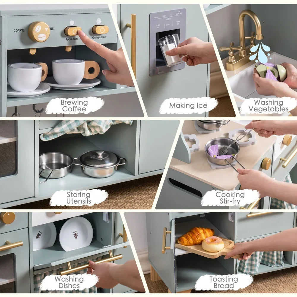 Robud Play Kitchen Wooden Pretend Set For Preschoolers