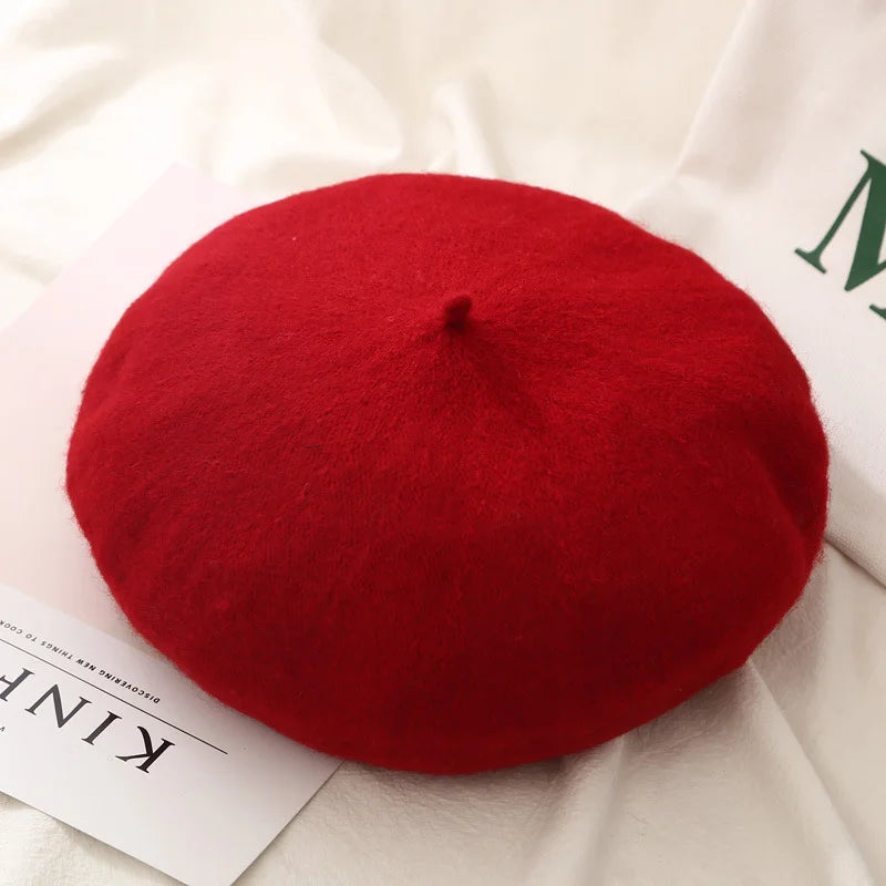 Womens Wool Beret Fashion Retro Artist Hat For Everyday Wear