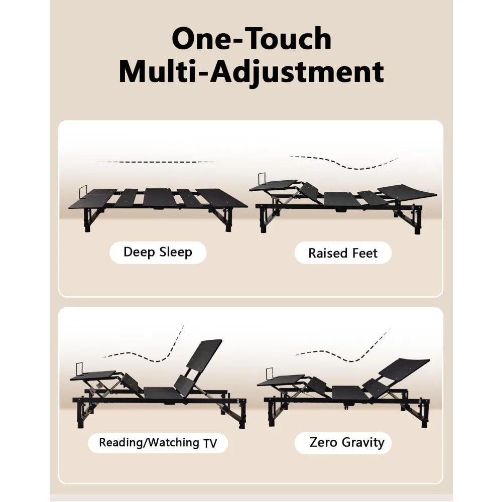 Adjustable Bed Base Frame With Wireless Remote Zero Gravity
