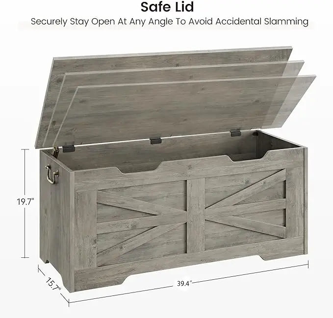 HiMISS Storage Chest Toy Box With Safety Hinge For Kids