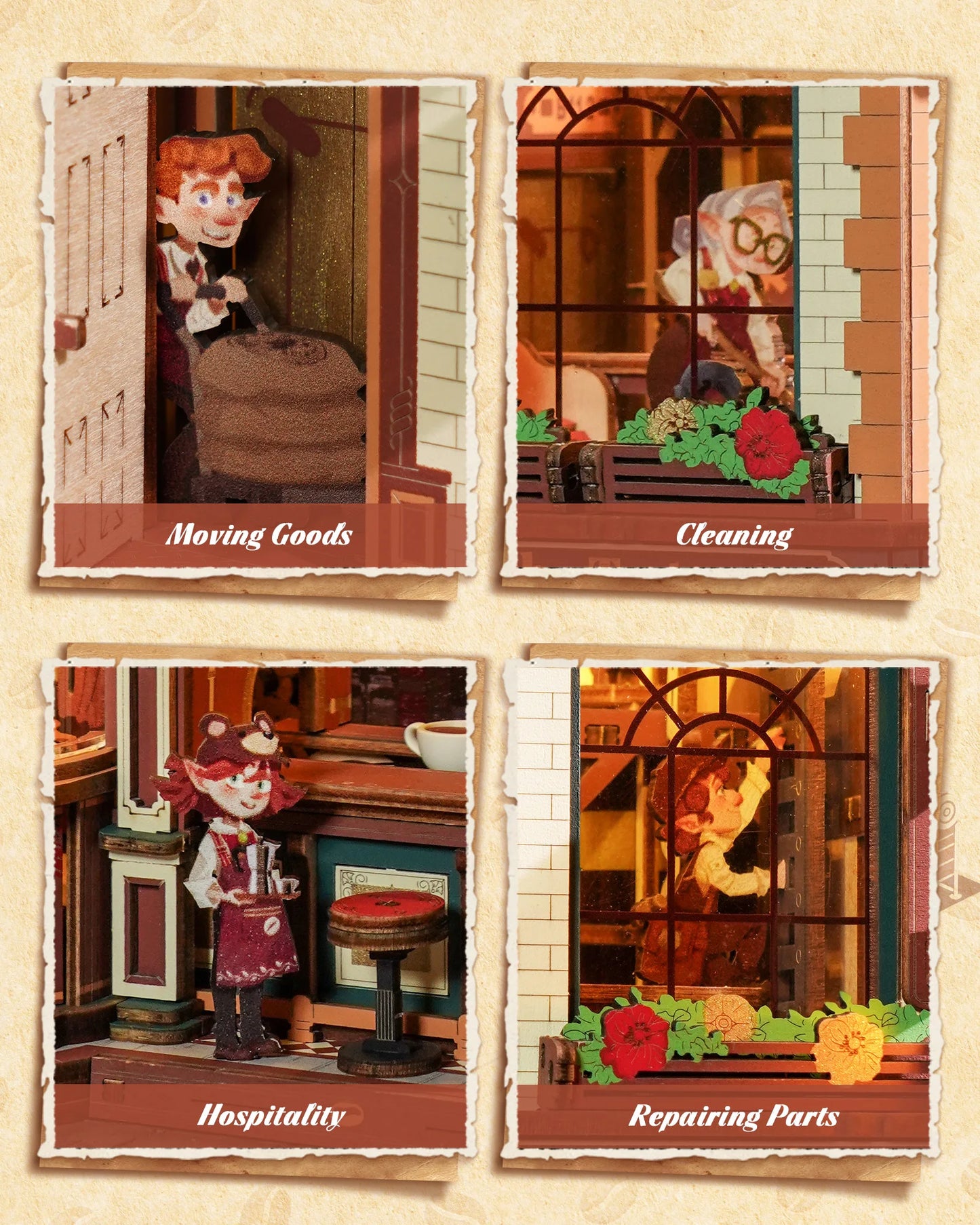 ROKR Wooden 3D Puzzle Dream Coffee Factory Music Box Kit