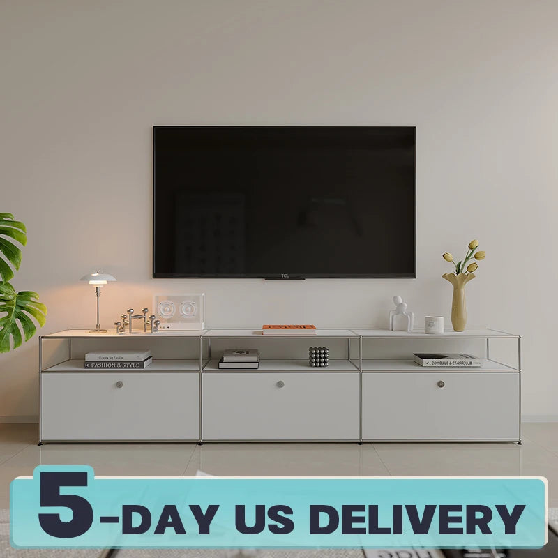 Bigcityfur TV Stand Storage Cabinet Metal Corner Display Living Room