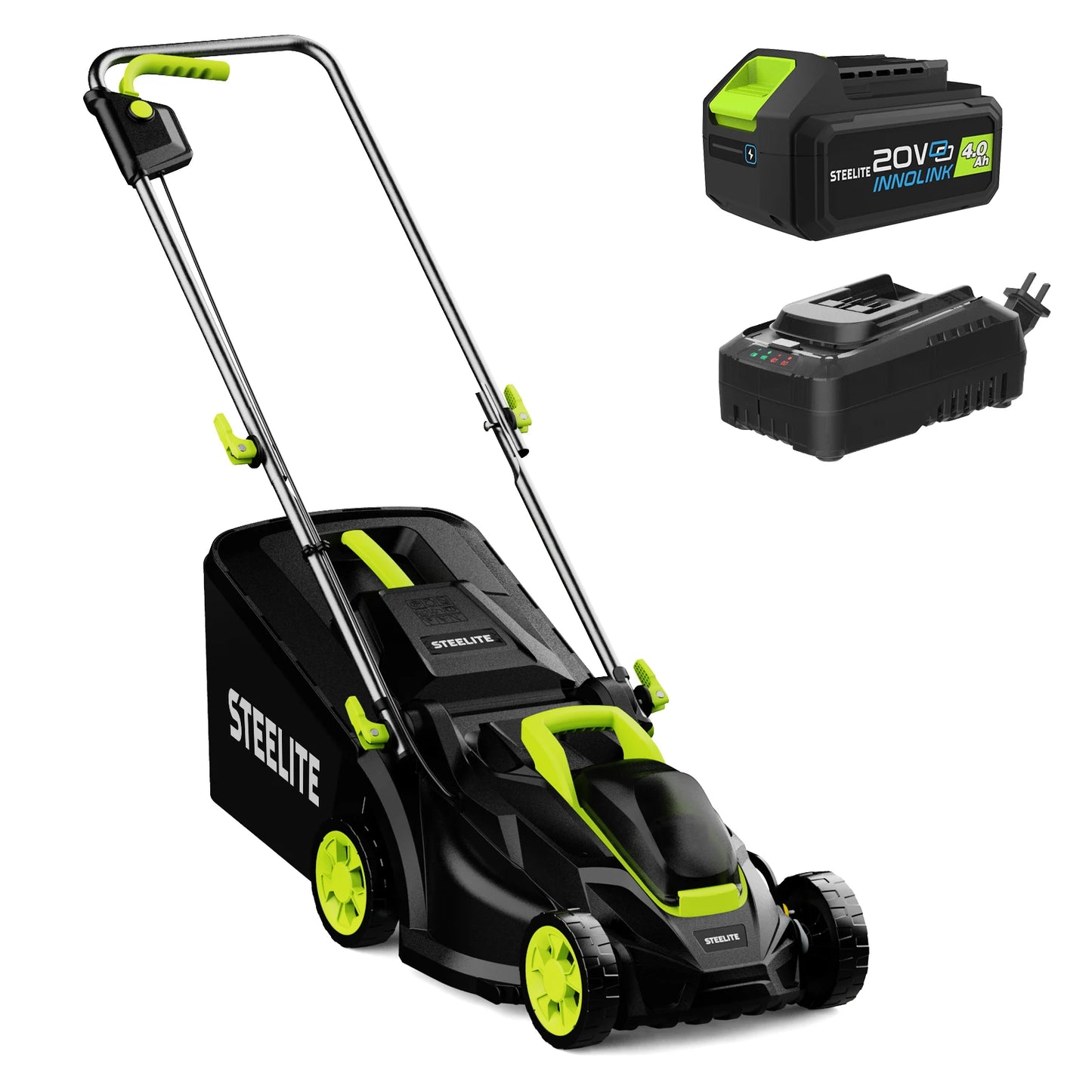 Deli Cordless Brushless 21V 4Ah Battery Electric Lawn Mower 2 In 1 With Charger Included