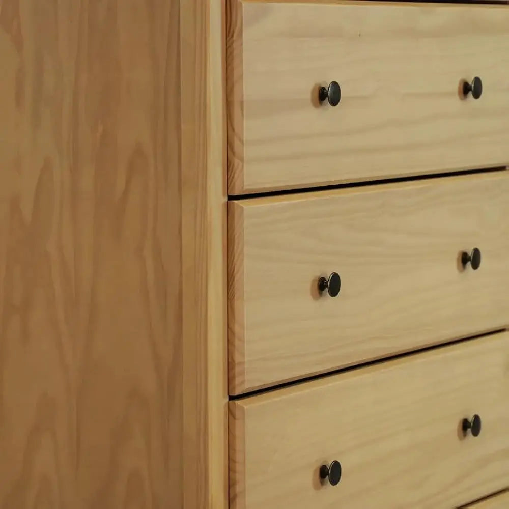 Solid Pine Wood Vanity Dresser With 5 Drawer Chest