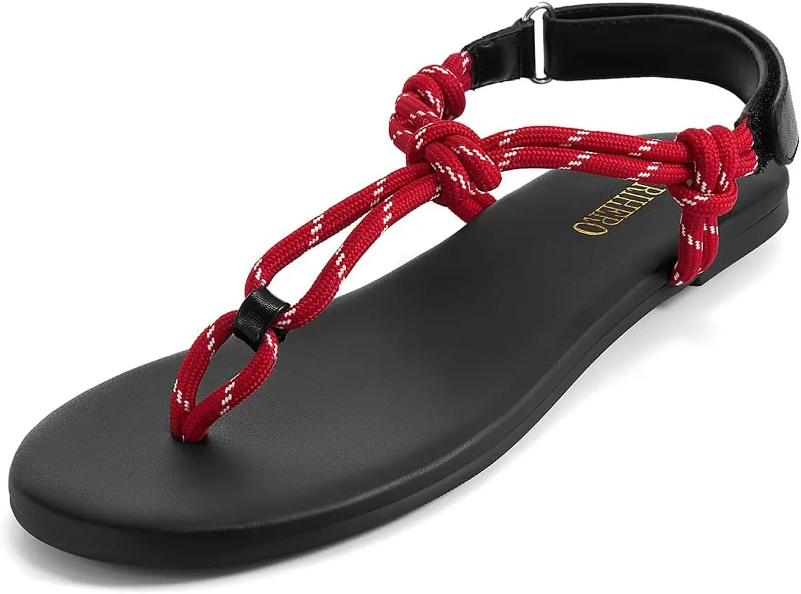 Rope Thong Sandals For Women Ankle Strap Beach Flip Flops