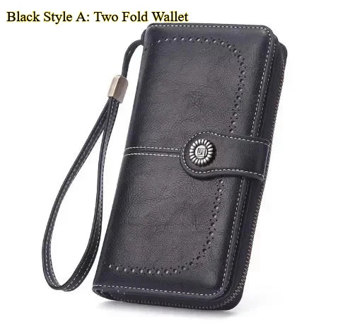 NONECN Anti-Theft PU Leather Women Wallet Long Zipper