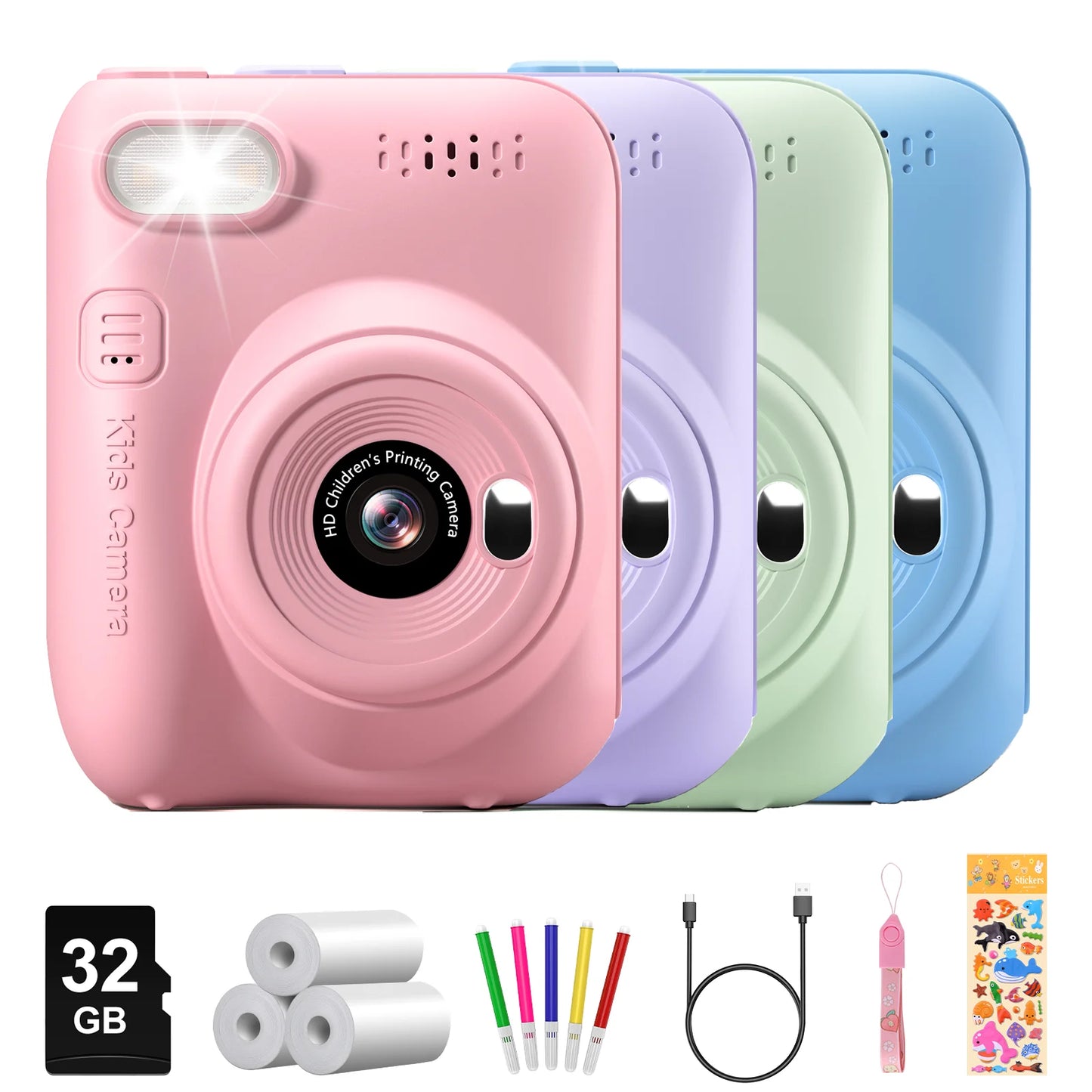 DIAMOOKYCN Instant Print Camera For Kids 32MP 1080P 3 Rolls