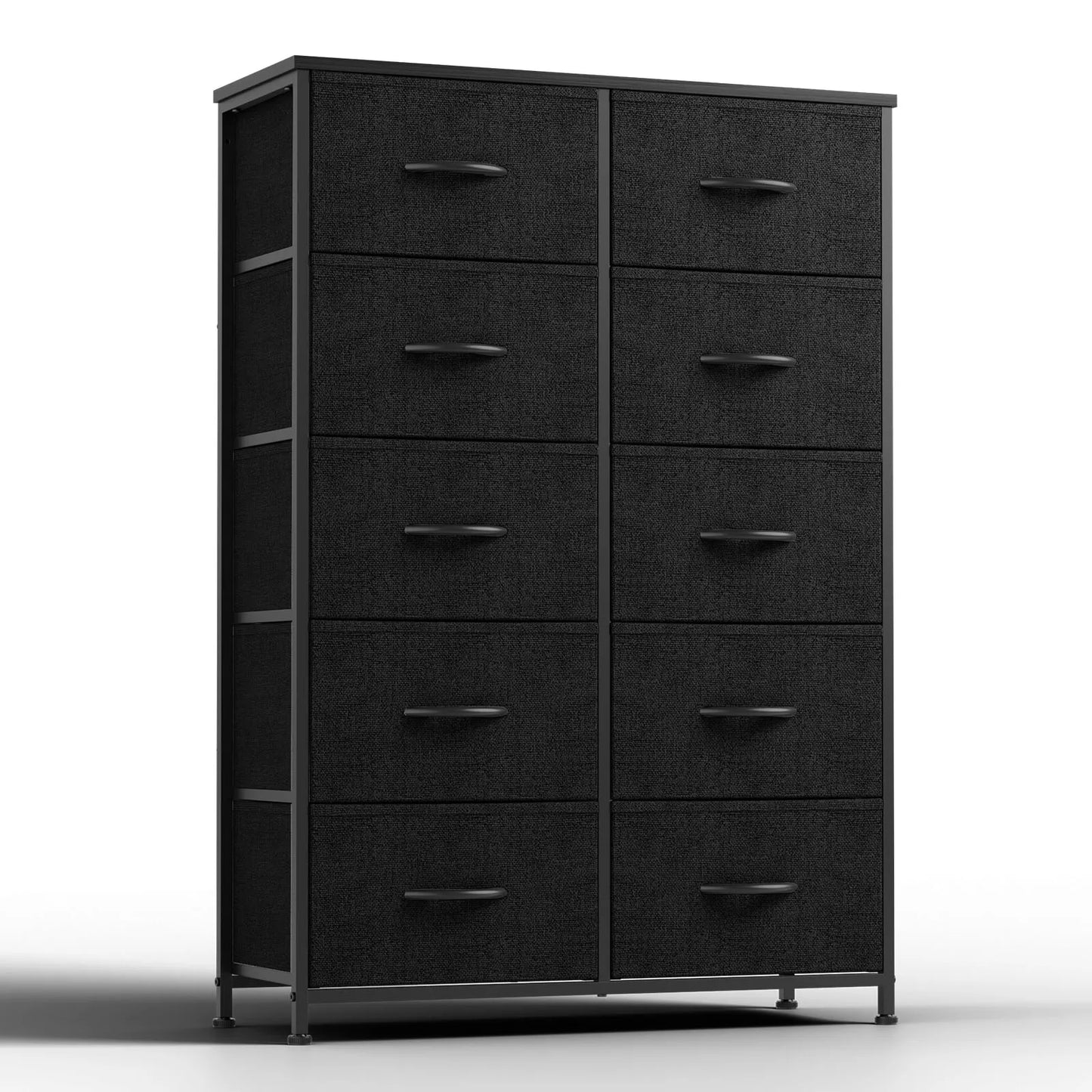 JHK Bedside Table With 10 Fabric Drawers Steel Frame Nightstand