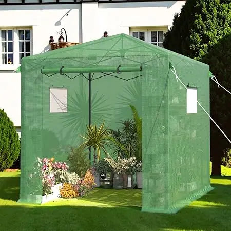 Portable Walk In Greenhouse With Roll Up Door