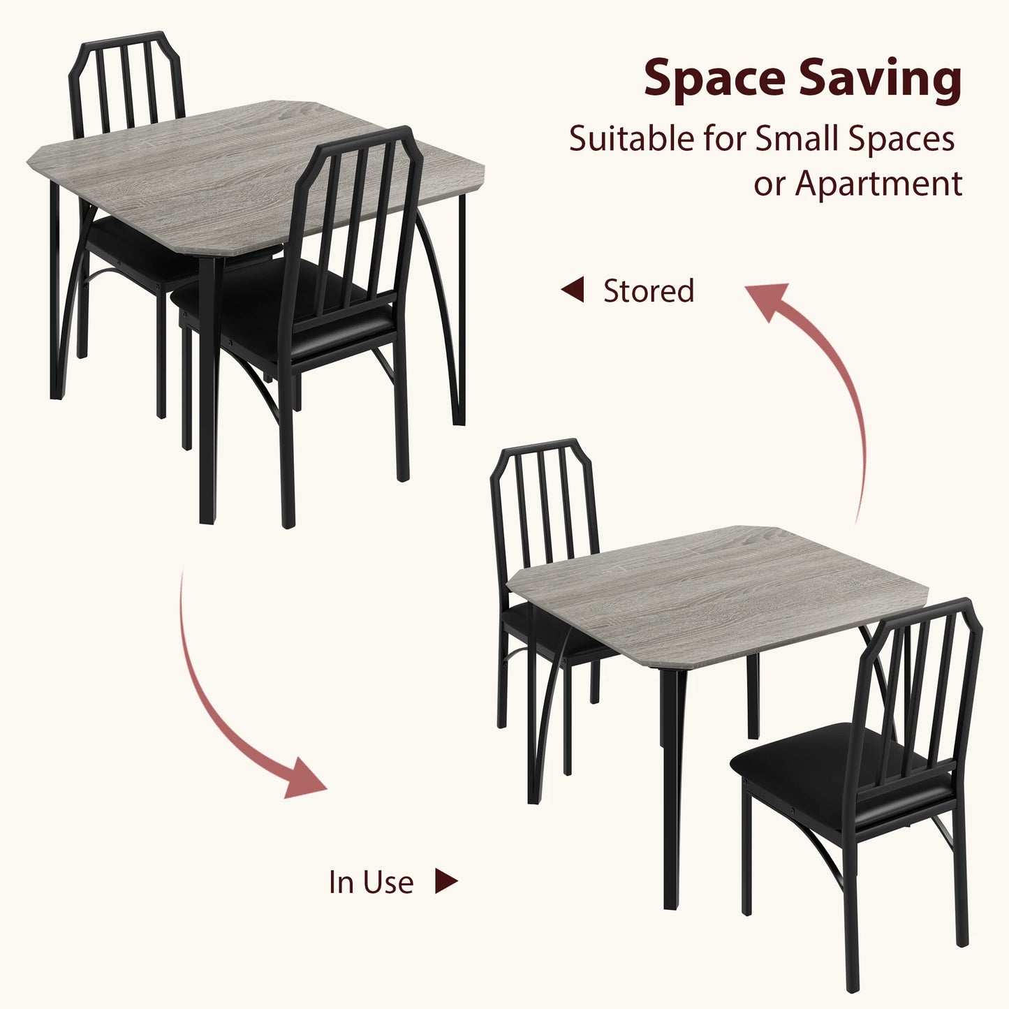 HiMISS Dining Table Set for 2 with PU Cushioned Chairs