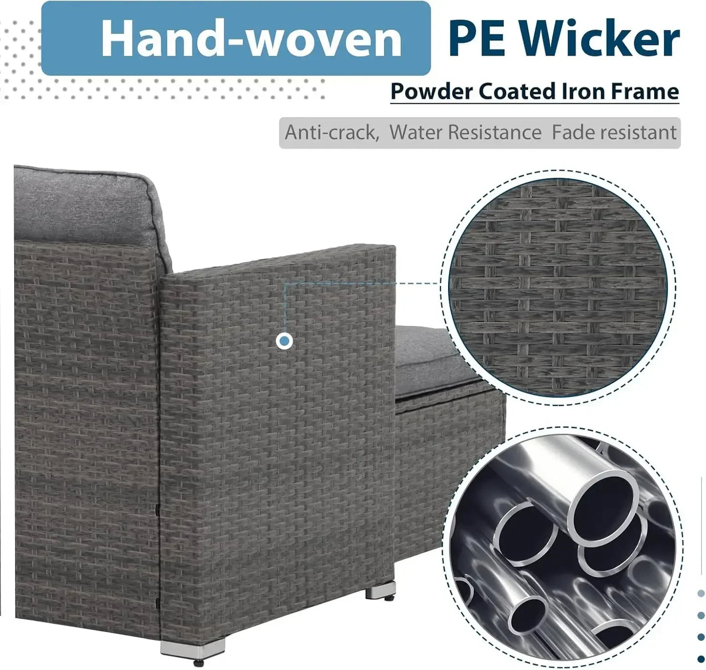 XMSJ Outdoor Patio Sofa Set Weather Wicker Cushions