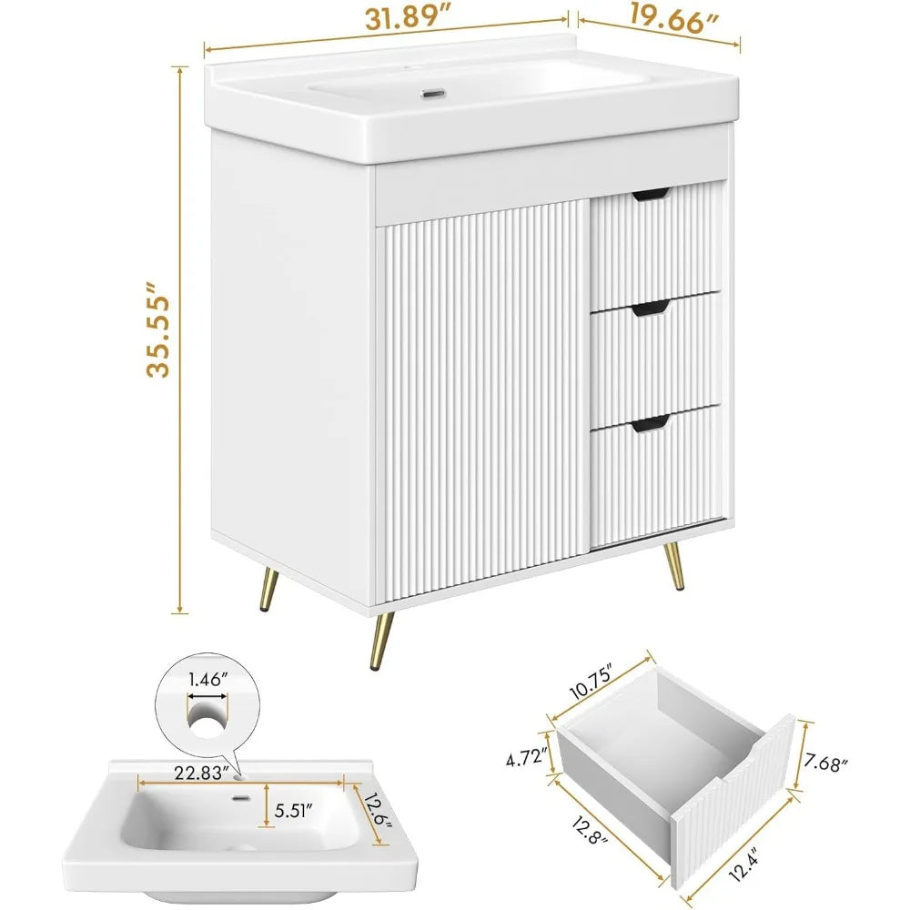 Modern Bathroom Vanity Cabinet With Sink And Mirror
