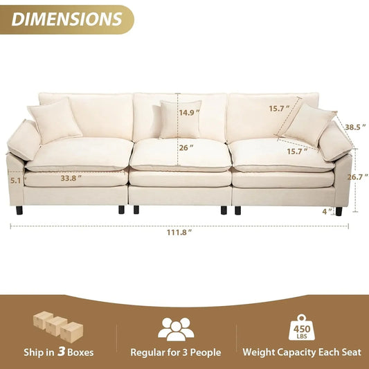 Modular Cloud Sectional Sofa L Shaped Convertible Couch For Living Room