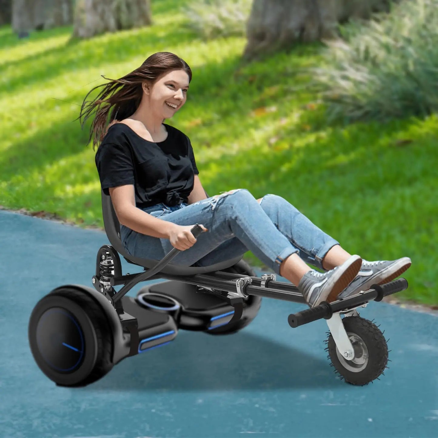 Bymaocar Hoverboard Seat Attachment Go Kart Adjustable Frame And Handlebar